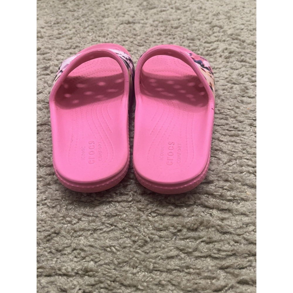 Crocs Classic Pink Tie Dye Slide Sandals Flip Flops Youth Size 5 JL47 - Picture 4 of 6
